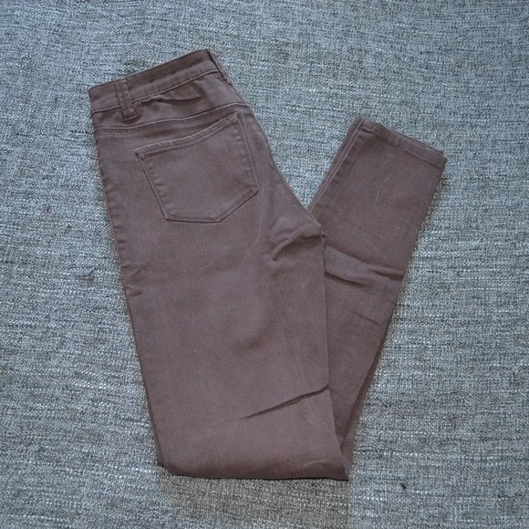 Brown Skinny High Rise Jeggings - Picture 2 of 4